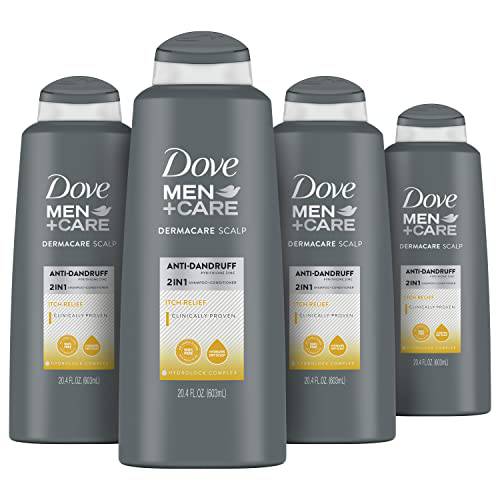 Dove Men+Care 2-in-1 Shampoo and Conditioner for Dry Scalp Itch Relief Hair Care With Hydrolock Complex 20.4 oz 4 Count