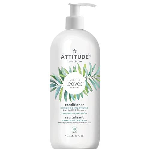 ATTITUDE Hair Conditioner, Plant and Mineral-Based Ingredients, Vegan and Cruelty-free Beauty and Personal Care Products, Nourishing & Strenghtening, Grapeseed Oil & Olive Leaves, 32 Fl Oz