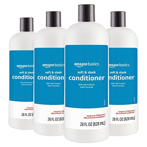 Amazon Basics Soft & Sleek Conditioner for Dry or Damaged Hair, 28 Fluid Ounce (Pack of 4)