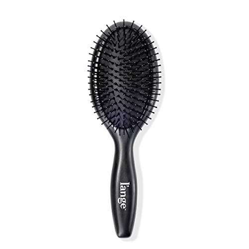 L’ange Beech Wood Oval Brush | Scalp Massager & Detangling Brush | Heat-Resistant | Good for All Hair Types | Black