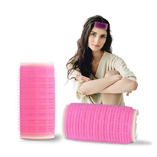 Hair Roller for Bangs 2 PCS 2.8 INCH Bangs Roller Double Layer Hair Curler Roller, Bangs Hair Roller Self Adhesive Rollers for Hair Styling Tools for Medium Short Thick Bangs Volume(Pink)