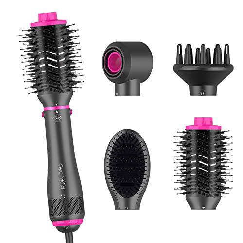 Sea-Maid 4 in 1 One Step Professional Hair Dryer Brush, Detachable Hair Dryer Styler for Curling Drying Straightening Combing