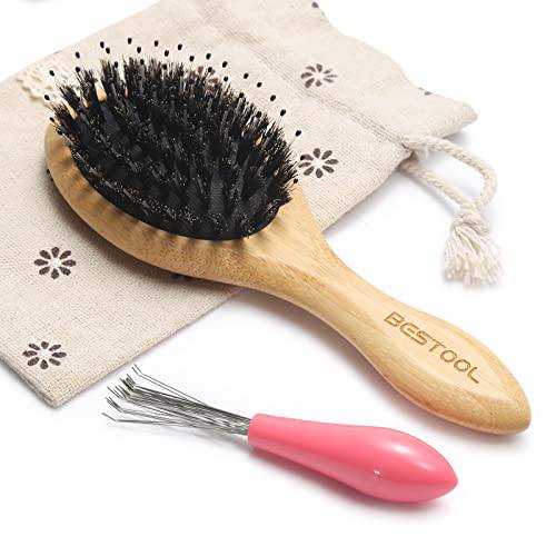 BESTOOL Hair Brush, Mini Hairbrush for Traveling Small Hair Brushes for Women men Kid, Boar & Nylon Bristle Brush for Wet/Dry Hair to Detangle and Enhance Shine & Health(Small)