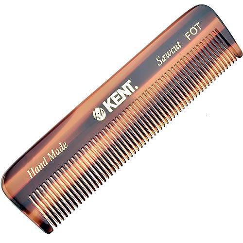 Kent A FOT Handmade All Fine Tooth Pocket Comb for Men, Hair Comb Straightener for Everyday Grooming Styling Hair, Mustache and Beard, Use Dry or with Balms, Saw Cut and Hand Polished, Made in England