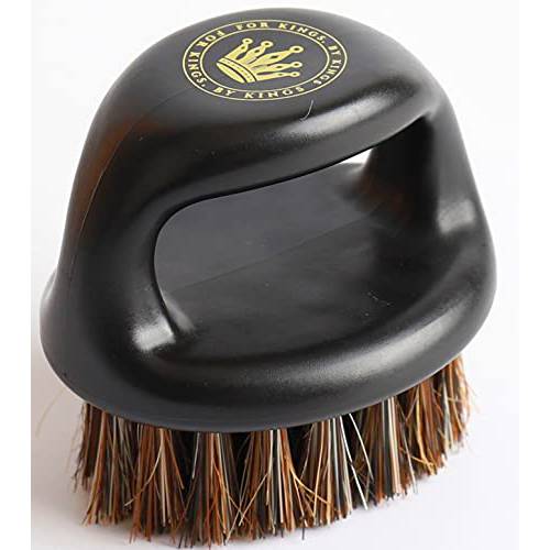 Crown Professional Brush Wavers Barbers- Luxury Glossy No Handle Palm 360 waves brush - - Medium Hard Boar Bristles with Black Gold Candy Paint - For Men with Durags, Wave Cap, Butter or Pomade (Knuckle Soft Medium Brush)