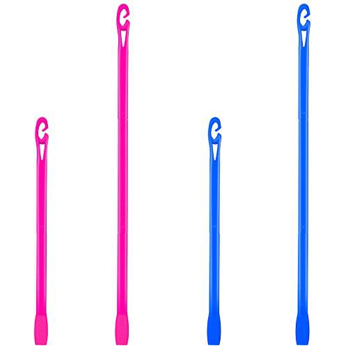 4 Pcs Hair Curlers Hook Spiral Curls Hook 13.8 Inch 22 Inch Styling Hair Hook Extended Heatless Curls Hook for Long Wave Hair Curlers, Blue, Rose Red