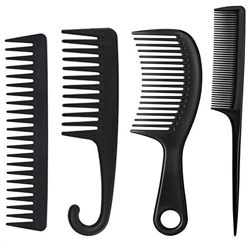 5 pcs Hair Comb Set,Wide Tooth Comb for Detangling,Fine Tooth Rat Tail Comb for Styling,Shower Comb with Hook Women Men