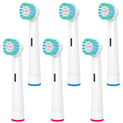Replacement Toothbrush Heads Compatible with Oral B Braun Electric Toothbrushes, Brush Replacement Heads Refill, White (6 Count (Pack of 1))