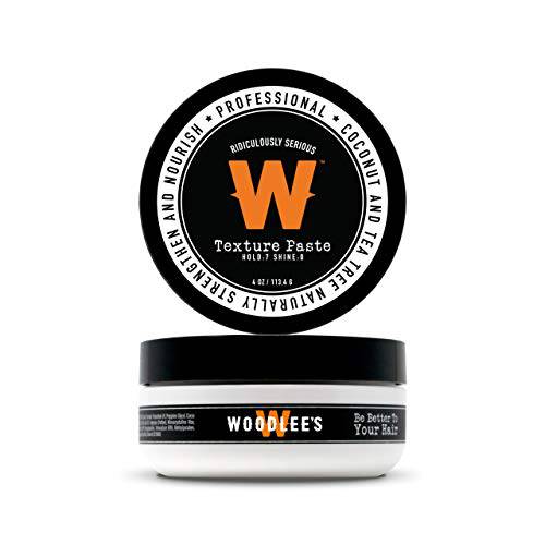 Woodlee’s Texture Hair Paste for Men - Barber Grade Matte Pomade - High Hold and Matte Finish - Flake Free & All Day Hold - Thickeing Hair Clay for Men - Infused With Coconut Oil & Tea Tree Oil - Natural & Organic Ingredients - 4oz