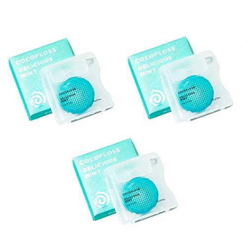 COCOFLOSS Coconut-Oil Infused Woven Dental Floss | Mint | Dentist-Designed | Vegan and Cruelty-Free | 6 Month Supply (32 Yds x 3 Units)