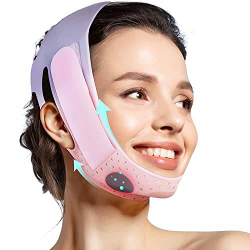 JUSRON Double Chin Reducer V Line Face Lifting Tape Face Strap, Soft Silicone Chin Strap Face Shaper to Removing Double Chin for Women and Men