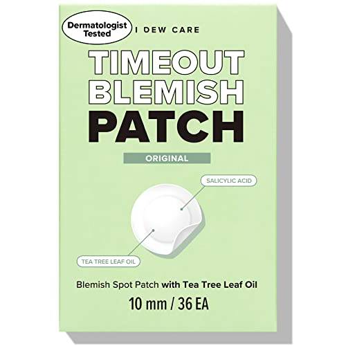 I Dew Care Hydrocolloid Acne Pimple Patch - Timeout Blemish Original | 36 Count (10mm), Facial Stickers, Pus-absorbing with Tea Tree Oil