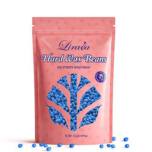 Wax Beads, Lirava 1lb Hard Wax Beads for Coarse Hair Removal, Blueberry Formula Wax Beans for Full Body, Face, Brazilian Bikini, Legs, Wax Refill for Women Men At Home Waxing