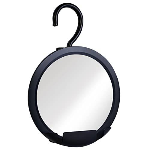 Hangable Fogless Shower Mirror for Shaving with 360° Swivel Hook for Hanging - Anti Fog Shatterproof Surface and Razor Holder - Fill back Basin with Hot Water for Fog Free Shave (8 Diameter)