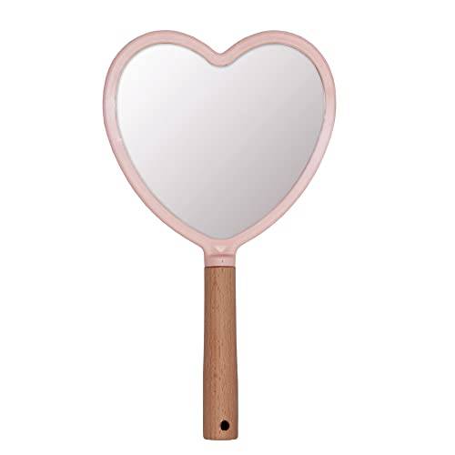 Eaoundm Hand Held Mirror for Makeup, Small Wood Hand Mirror Portable Travel Vanity Mirror for Men&Women 5.5W x 9.2L inch