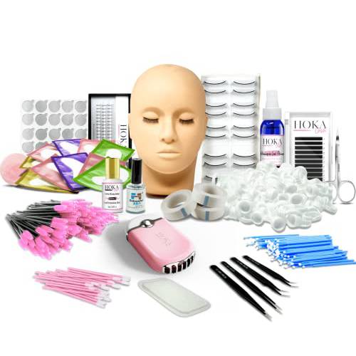 Lash Eyelash Extension Kit: Professional Mannequin Head Training For Beginners Cosmetology Esthetician Lash Technician Supplies with Individual Eye Lashes Glue Lash Fan Dryer