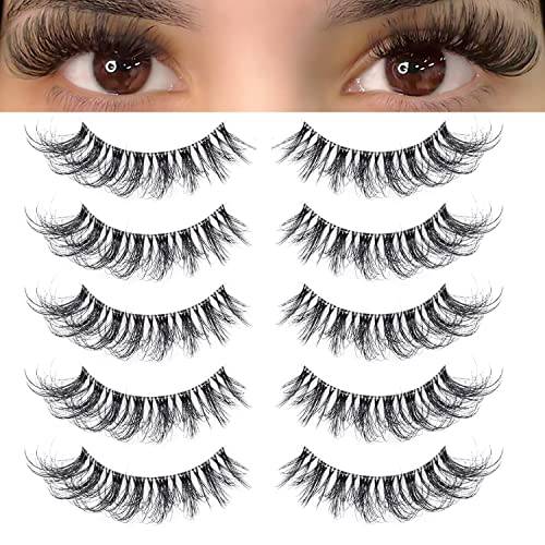 EXTENIFY Clear Band Lashes with Glue Cat Eye Lash Glue D Curl 10-16mm Russian Strip Lashes that Look Like Extensions Soft Faux Mink Eyelashes