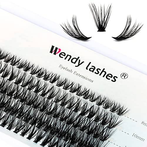 Individual Cluster Lashes 40 Roots Natural Eyelash Clusters D Curl 0.07mm Thickness Natural Look Black Soft Eyelashes 8-16mm Mixed Mink DIY Individual Eyelashes Grafting Fake False Eyelashes Lashes Extension Handmade by WENDY LASHES(Cluster Lashes-40D-0.07-D,8-16mm Mixed Tray)