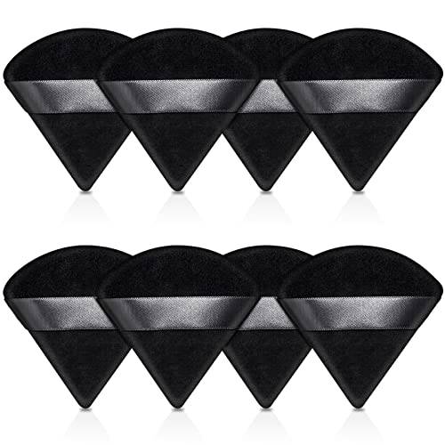 8PCS Velvet Triangle Powder Puff, Triangle Wedge Soft Makeup Setting Powder Puff for Face Exquisite Makeup Eyes Contouring, for Loose Mineral Body Powde Velvet Cosmetic Foundation Makeup Tool- Black