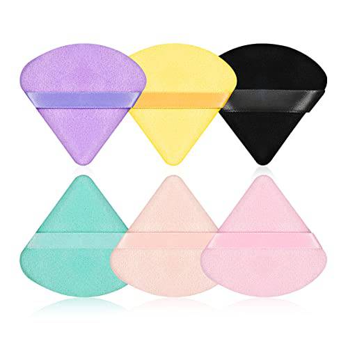 HoPliGhe Powder Puffs 6 Pieces Powder Puff Face Soft Setting Triangle Makeup Puff for Loose Powder Mineral Powder Body Powder Velour Cosmetic Foundation Blender Sponge Beauty Makeup Tools(Multicolored)