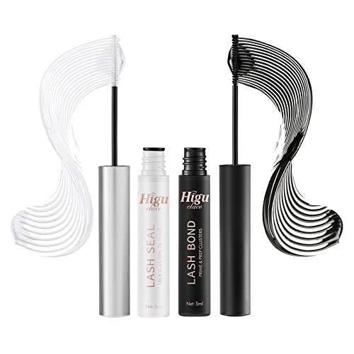 Lash Bond and Seal, Cluster Lash Glue Mascara Wand for All Day Wear DIY Eyelash Extension Bond & Seal for Individual Lash Clusters Super Strong Hold 72 Hours Black Eyelash Glue + Sealant (Pack of 2)