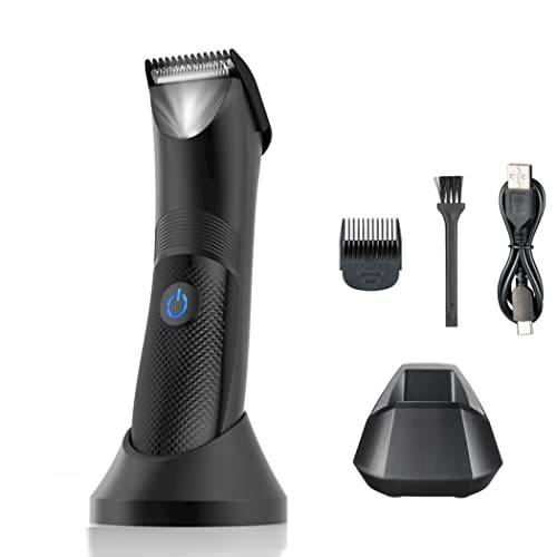 Electric Body Trimmer and Shaver for Men, Body Groomer for Groin&Ball w/Light Groin Hair Trimmer Beard Trimmer with LED Indicator IPX7 Male Pubic Hair Trimmer for Wet and Dry use(1)