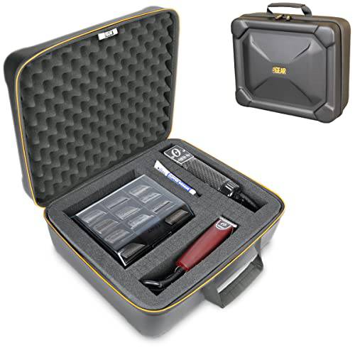 USA GEAR Barber Case - Barber Clipper Case Compatible with Oster Clippers, Oster T-Finisher, Blades, and More Barber Supplies ​- Customizable Foam Interior, Weather Resistant & Egg-Crate Foam Top