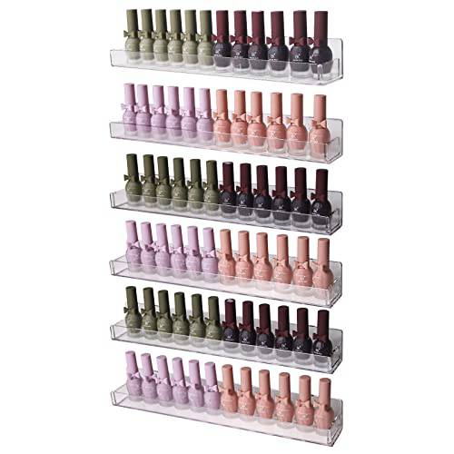 Justsoso 6Pcs/Set Acrylic Nail Polish Rack Wall Mounted,Lipstick Essential Oil Bottle Holder Organizer,Nail Paint Display Stand Shelf For Storage