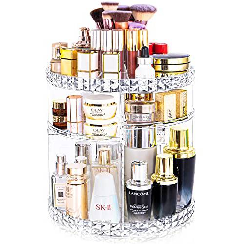 Kingtaily Rotating Makeup Organizer Spinning Makeup Organizer for Vanity, 360 Rotation with 6 Adjustable Layers, Large Capacity Vanity Organizer Skin-care Organizers Clear Perfume Organizer
