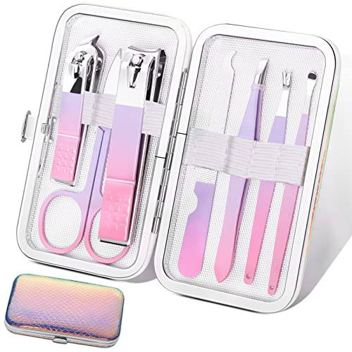 Manicure Set Nail Clippers Pedicure Kit, Basis Stainless Steel Manicure Kit Grooming Kit, Nail Clipper Set, Nail Care Tools with Travel Case