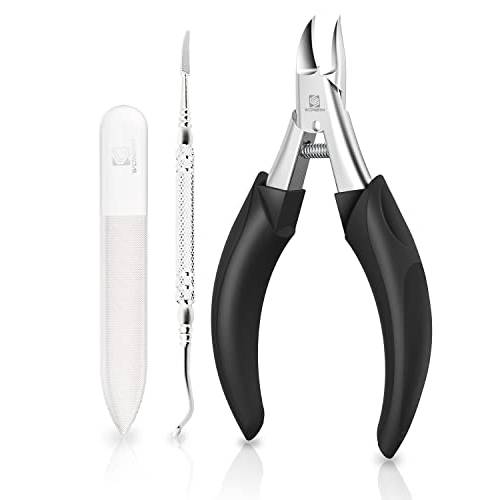 WONSIM Nail Clippers, Toenail Clippers for Thick or Ingrown Nails with Ingrown Toenail File and Lifter, Sharp Curved Blade Heavy Duty Toenail Clippers Ingrown Toenail Tool for Seniors, Men and Adults