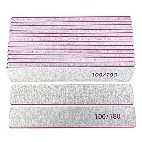 Lofuanna 15 Pack Nail File Set,Professional Rhombus Nail File 100/100 Grit Double Sided Emery Board for Acrylic Nails/Natural Nails,Nail File Manicure Tools for Home or Salon Use