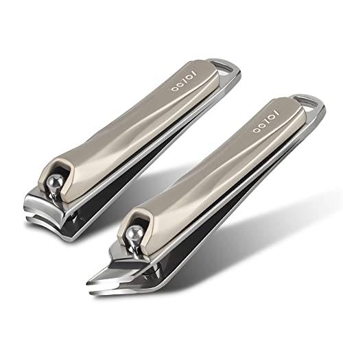 BEZOX Nail Clipper, Ultra Sharp Stainless Steel Toenail Clipper and Fingernail Clipper, 2 PCS Nail Cutter for Women and Men for Thick and Ingrown Nails
