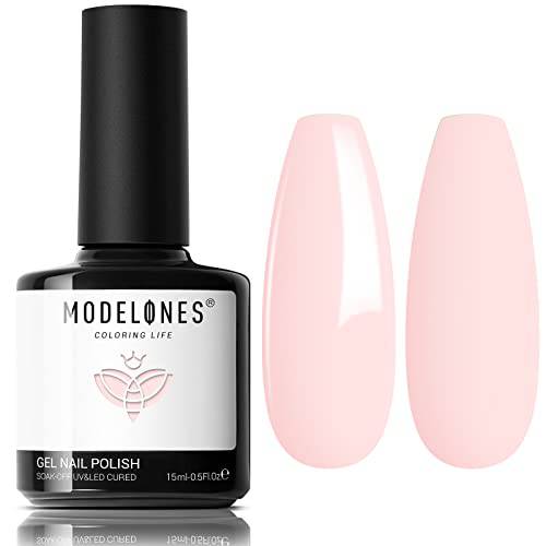 modelones Gel Nail Polish, 15ML Soft Pastel Peach Pink Color Shade Soak Off LED Nail Polish as Gift, 0.5 Fl Ounce
