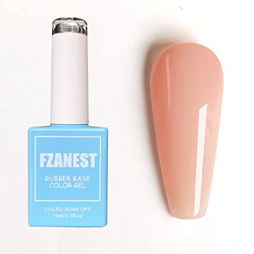 FZANEST 2 Steps Sheer Nude Gel Nail Polish,Rubber Base Gel Polish For Nails,Natural Color Base Coat Nail Art Gel 036