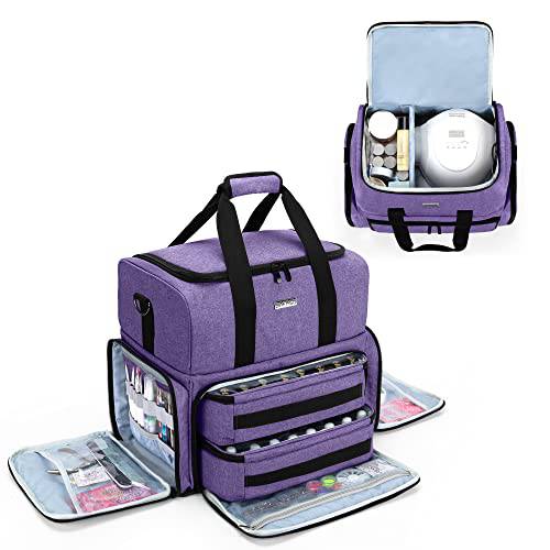 BAFASO Nail Polish Organizer Holds 80 Bottles (15ml - 0.5 fl.oz) and a UV Nail Lamp, Nail Polish Case with 2 Removable Pouches and Manicure Tools Storage Sections (Patented), Purple