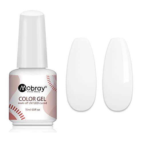 Mobray 15ml Gel Nail Polish, White Color Soak Off UV LED Nail Gel Polish Nail Art Starter Manicure Salon DIY at Home 1PC