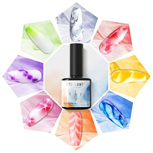 modelones Blooming Gel Nail Polish, 15ml Clear Marble Nail Design Kit U V LED Soak Off Nail Art Accessories for Spreading Effects, Marble, Floral Print, Watercolor Nail Art Design