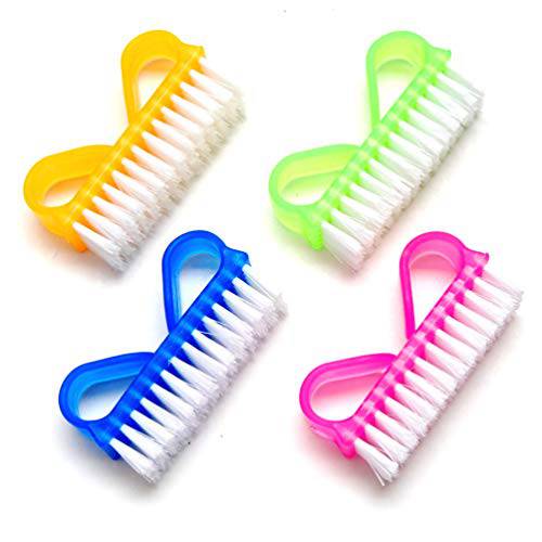 Luxxii (4 Pack) Nail Brush Handle Grip - Fingernail Scrub Cleaning Brushes Nail Hand Scrubbing Cleaning Brush. Color may vary.
