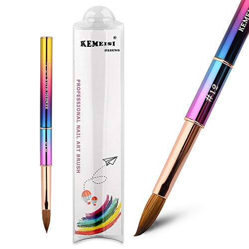 KEMEISI 1PC UV Color Ramp Sable Acrylic Nail Pen 100% Kolinsky Nail Brush for Nail Art Manicure Powder Pedicure with lid 8,10,12,16 (12)
