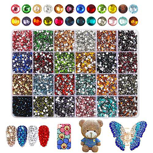 ZKAVZET 16500 Pieces 24 Colors 3MM Flat Back AB Resin Drill Violent Bear Jewelry Nail Art DIY Jewelry Making Flat Back Gem Round Crystal for Nails, Nail Design Charms, Crafts, Clothes, Jewelry