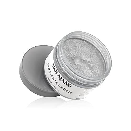 Silver Grey Temporary Hair Color, Hair Coloring Wax Dye, Instant Hair Clay for Men and Women, Natural Hair Dye for Halloween Hair Style, Party, Cosplay, Christmas