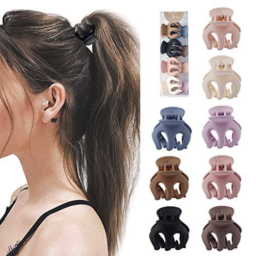 FRDTLUTHW 1.37 Inch Colored Small Hair Claw Clips for High Ponytail(pack of 8)
