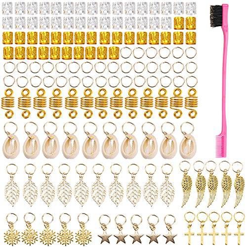 140 PCS Loc Hair Jewelry for Women Braids, Dreadlock Accessories Metal Sliver Gold Hair Cuffs Decorations