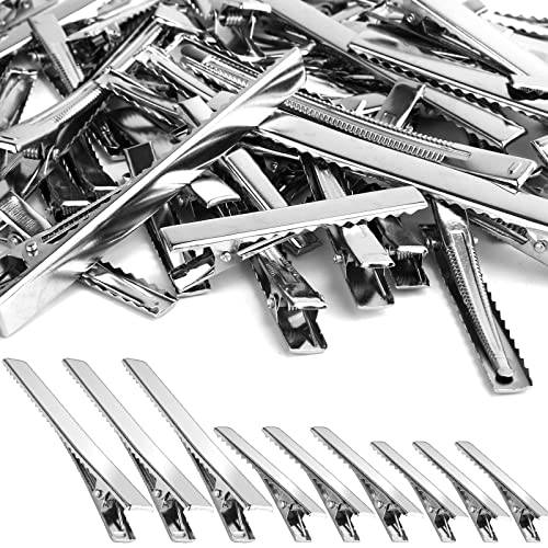 70 Pcs Alligator Hair Clips, 3 Sizes Oversized Metal Silver Hair Bow Clips Single Prong Hairdressing Salon Hair Grip DIY Accessories Hairpins for Women Bows Making Crafts (3.9- 2.2-1.8 inch) by PHSZZ