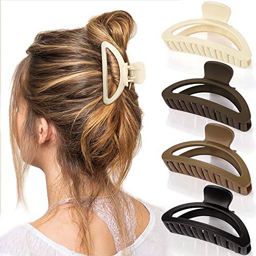 Canitor Hair Clips for Women 4Pcs Neutral Claw Clips Hair Clips for Thin Hair Medium Hair Clips Matte Claw Clips for Thin Hair Semicircle Hair Clips for Thick Hair Cute Small Hair Clips