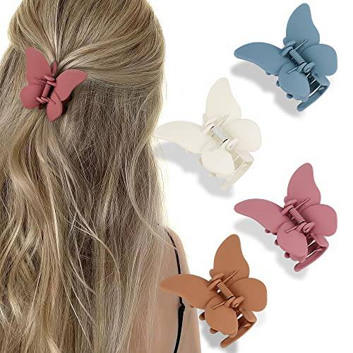 ATODEN Butterfly Hair Clips Butterfly Clips Hair Claw Clips for Girls 2.36’’ Hair Clips for Women 4Pcs Claw Clip Matte Hair Claws Butterflies Accessories Hair Clamps Jaw Clips for Thin and Medium Hair Gifts for Women