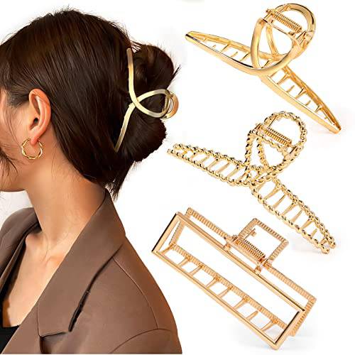 Mehayi 3 PCS Metal Large Hair Claw Clips for Thick Heavy Hair, Big Non-Slip Hair Catch Barrette Jaw Clamp, Strong Hold Claw Barrettes for Long Hair, Fashion Hair Styling Accessories for Women Girls