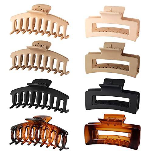 8 Pack Large Hair Clips, Big Claw Clips for Thick Hair & Thin Hair, 4.3 Inch Hair Clips for Women & Girls, 90’s Vintage Matte Non-slip Hair Claws, Strong Hold Hair Clamps Jaw Clips