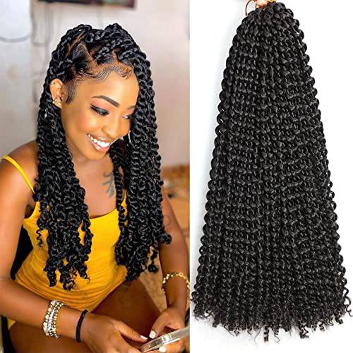 Passion Twist Hair 6 Packs Water Wave Crochet Hair Passion Twist Braiding Hair For Black Women(18 Inch (Pack of 6), 1B)